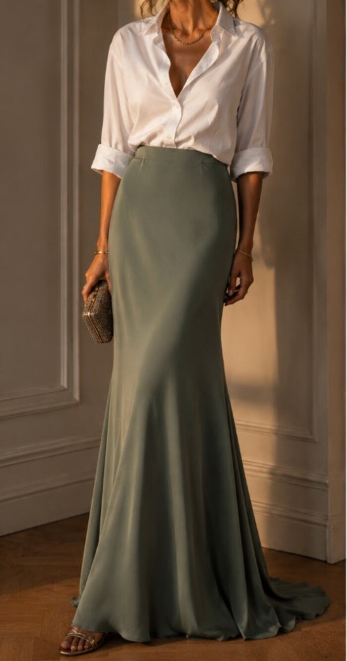 Lazaro Sage Green Bridal Skirt Long A Line Formal Wedding Guest